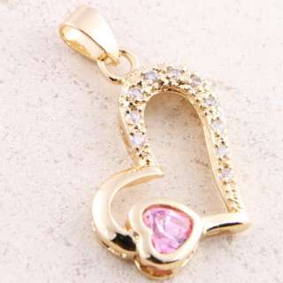 Twin Heart Linked Valentine Pendant Pink Sapphire P348  