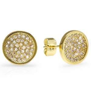  18k Yellow Gold Plated Stud Earrings 10mm Round Shaped 