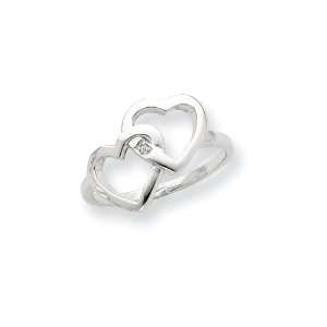   Sterling Silver Diamond accent Intertwined Heart Ring Size 8: Jewelry