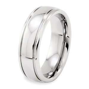  Polished Grooved Tungsten Carbide Ring (7.0mm)   Size 12.5 