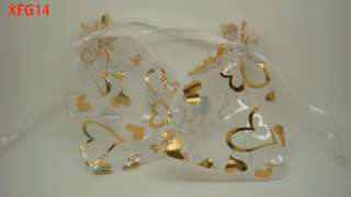LOVE HEART Organza Wedding Favor Bags pouches 12x9cm XF  