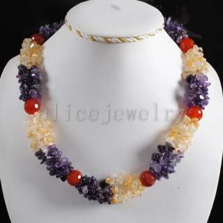 Natural Amethyst & Citrine Chips Necklace 20 GN016  