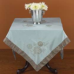 Square Embroidered Aqua Tablecloth  