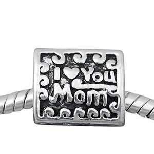   plate bead I Love You Mom in three sided shape