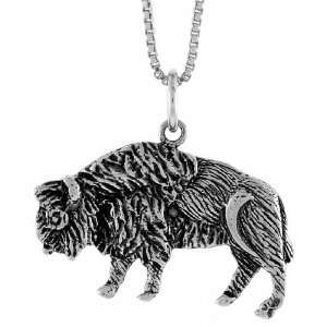  Sterling Silver 11/16 in. (17mm) Bull Pendant Jewelry