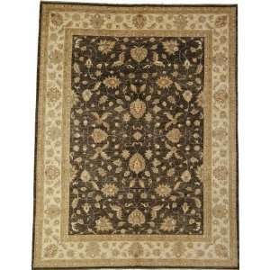  92 x 1110 Brown Hand Knotted Wool Ziegler Rug Furniture 
