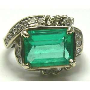  5.20tcw Art Deco Emerald Cut Colombian Emerald & Dimaond 