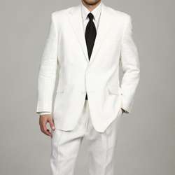 Adolfo Mens 2 button White Linen Suit  Overstock