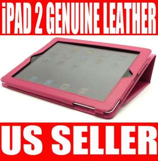 iPad 2 Genuine Leather Smart Cover Stand Case Pink  