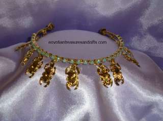 Egyptian Arm Bangle Belly Dance Goldtone/Turquoise/SCARABS Egypt 