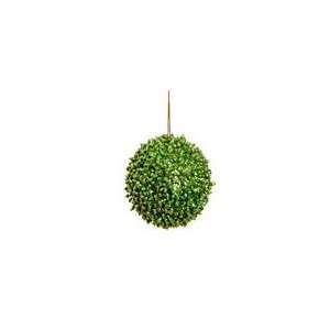  5 Christmas Brites Lime Green Glitter Beaded Ball Ornament 