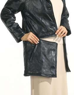 Ladies Adjustable Length Leather Coat & Purse Large  