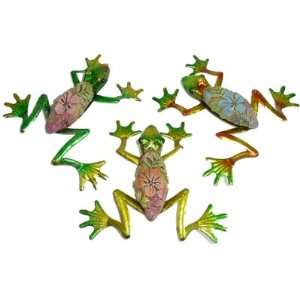  Brightly Colored Frog Trio for Garden or Home Patio, Lawn 