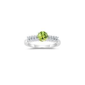  0.30 Cts Diamond & 1.22 Cts Peridot Engagement Ring in 14K 