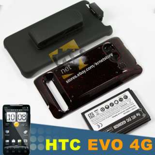 EXTENDED 3600mAh BATTERY+DOOR COVER+HOLSTER CASE FOR HTC SPRINT EVO 4G 