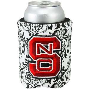   North Carolina State Wolfpack Black White Paisley Canvas Can Coolie