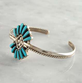 Turquoise Rope Bracelet Zuni Sterling Silver .925 Native American 