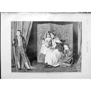   1889 Nursery Tableaux Children Sewing Lesson Fine Art