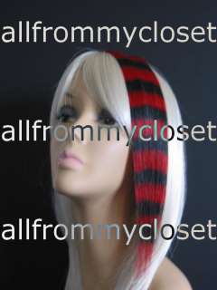 12 RED COON TAIL STRIPE HAIR EXTENSIONS EMO RoCkABillY  