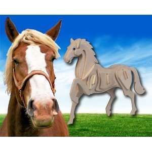    Horse   3D Jigsaw Woodcraft Kit Wooden Puzzle: Toys & Games