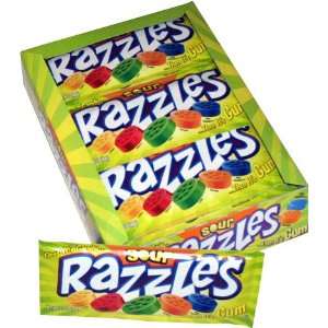 Sour Razzles Gum Candies, 24 Pack Grocery & Gourmet Food