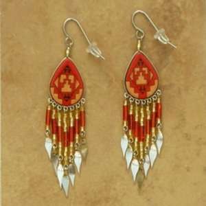   Silver Long Dangle Southwest Earrings Ethnic Unique Peruvian Jewelry