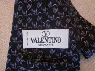 Mens Valentino Cravatte Blue & Purple 100% Silk Italian Tie EUC 