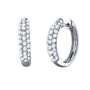 1.55CT Diamond Hoops Earrings in 4.6 GR of 14K White Gold 