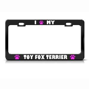  Toy Fox Terrier Paw Love Pet Dog Metal license plate frame 