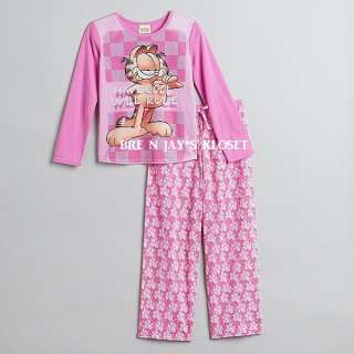 NWT Girls 2 Piece GARFIELD Graphic Pink Pajama Set XS S M L  