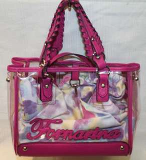   Clear/Pink Small Drawstring Heart Satchel Handbag Bag B624PS26  