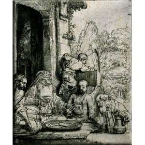 Abraham Entertaining the Angels 13x16 Streched Canvas Art by Rembrandt
