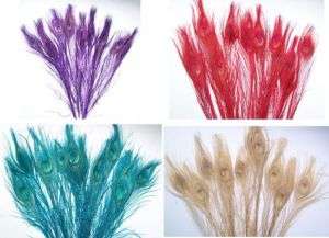 100pcs peacock tail feathers Dye feathers 25 30cm  