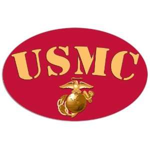  Oval USMC Red & Gold Marine Logo Sticker 