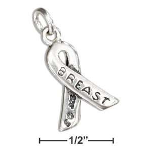    Sterling Silver Breast Cancer Ribbon Charm 