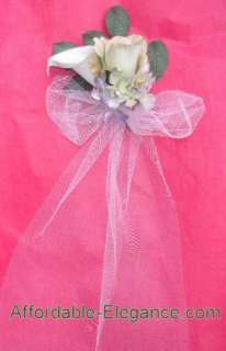 PEW Floral BOWS Silk WEDDING Flowers YOUR COLORS Tulle  