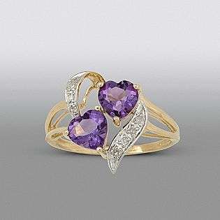 Amethyst Heart Ring with Diamond Accents  Jewelry Gemstones Rings 