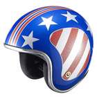 GLX Old School Open Face Motorcycle Helmet   Blue Stars