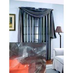   Voile Curtain Set With Scarf Ombre Blue/Grey 95L: Home & Kitchen