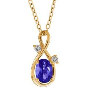   Tanzanite Blue Mystic Topaz and Topaz 14k Yellow Gold Pendant Jewelry