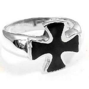   Black Onyx Iron Cross Ring Size 10(Sizes 9,10,11,12,13,14): Jewelry