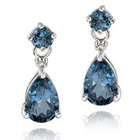  Silver 3.6ct London Blue Topaz & Diamond Accent Teardrop Earrings