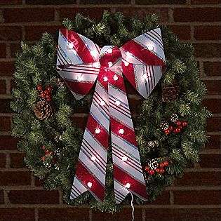 24in Lighted Holographic Bow   Candy Cane  Seasonal Christmas Outdoor 