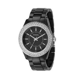 Fossil Womens Stella Black Plastic Glitz Dial Watch ES2445 at  