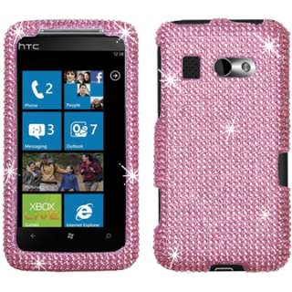PINK BLING RHINESTONE FACEPLATE CASE COVER HTC SURROUND  
