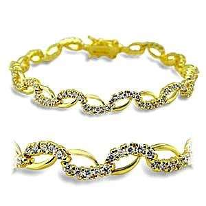   Inch Clear Cubic Zirconia Brass Gold Plated Bracelet: AM: Jewelry