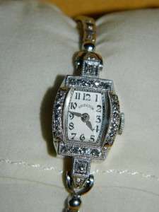 Ladies Vintage Hamilton Platinum & 14K WG Diamond Watch  