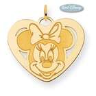  14k Yellow Gold Heart Pendants Walt Disney Minnie Mouse Jewelry 