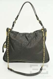 Lanvin Black Creased Lambskin Leather Amalia Bucket Bag NEW  