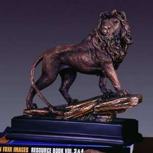  Standing High Lion Bronze Finish Statue with Base, 11 